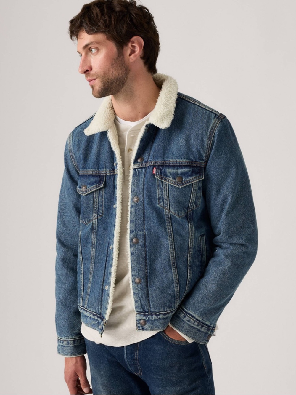 Levi’s  Denim Trucker Jean Jacket With Sherpa Lining.